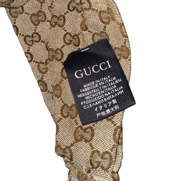 GUCCI Monogram Headband GG Print Twist Tan - Picture 4 of 5
